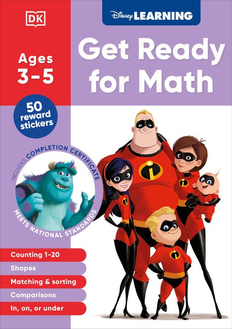 Book cover for Disney Learning Get Ready for Math (Ages 3-5): Preschool Beginner Math Workbook for Kids, Curriculum-Based