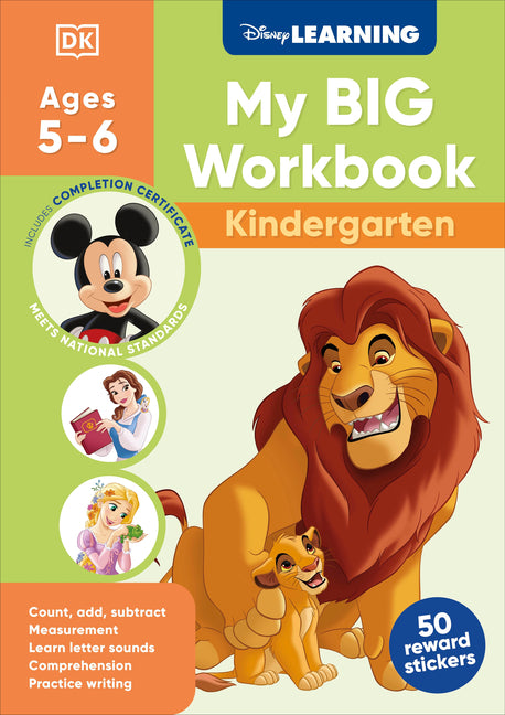 Book cover for Disney Learning Big Workbook Kindergarten: Math & English Workbook for Kids Aged 5-6, Curriculum-Based