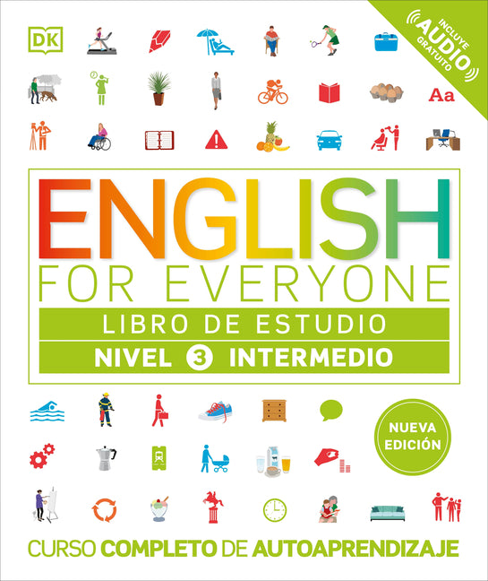 Book cover for English for Everyone Nivel 3 Intermedio: Libro de Estudio: Edición En Español