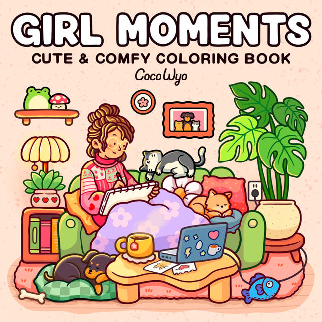 Book cover for Girl Moments: Coloring Book for Adults and Kids