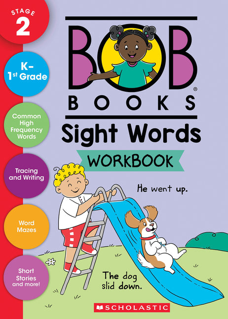 Book cover for Bob Books - Sight Words Workbook Phonics, Writing Practice, Ages 4 and Up, Kindergarten, First Grade (Stage 2: Emerging Reader)