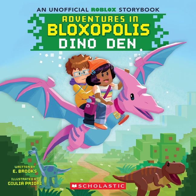 Book cover for Adventures in Bloxopolis #1: Dino Den (Media Tie-In)