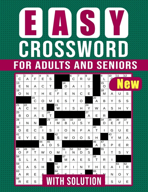 Book cover for Crossword For Adults And Seniors - Easy Puzzles: large Print Crossword Puzzles Book For Adults And Seniors With Solution To Have Fun and Relax