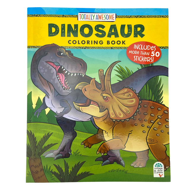 Book cover for Totally Awesome Dinosaur Coloring Book with Stickers