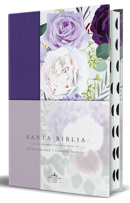 Book cover for Biblia Rvr1960 Tapa Dura Y Tela Morada Con Flores Tamaño Manual Con Índice / Spanish Bible Rvr 1960, Hardcover, Purple Cloth with Flowers, Handy Size