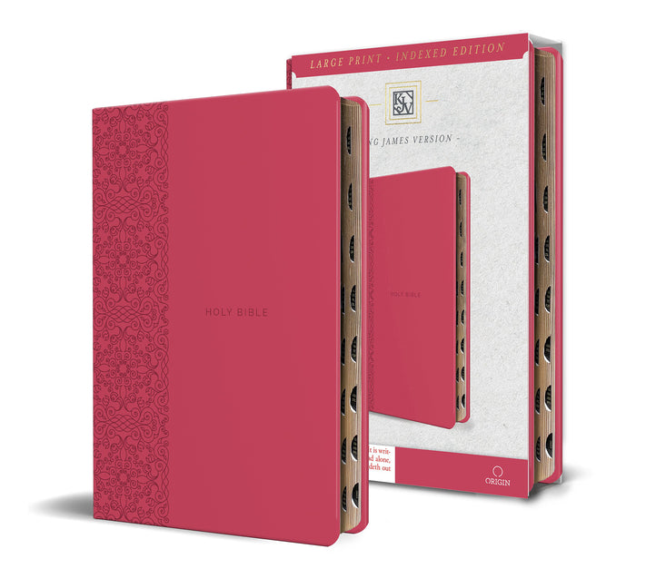 Book cover for KJV Holy Bible, Large Print Medium Format, Fuchsia Faux Leather W/Ribbon Marker, Red Letter, Thumb Index