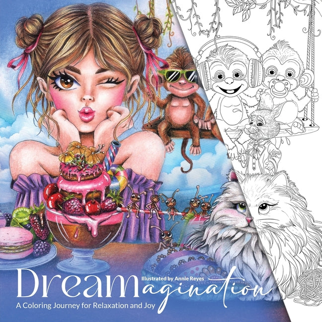 Book cover for Dreamagination. A Coloring Journey for Relaxation and Joy